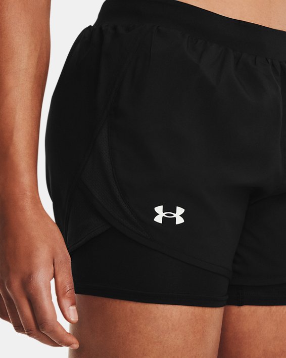 Women's UA Fly-By 2.0 2-in-1 Shorts, Black, pdpMainDesktop image number 4